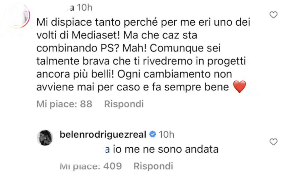 Belen fuori da Mediaset, lei commenta 5