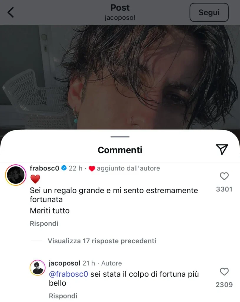Amici, Jacopo Sol e la dedica alla fidanzata Francesca 2