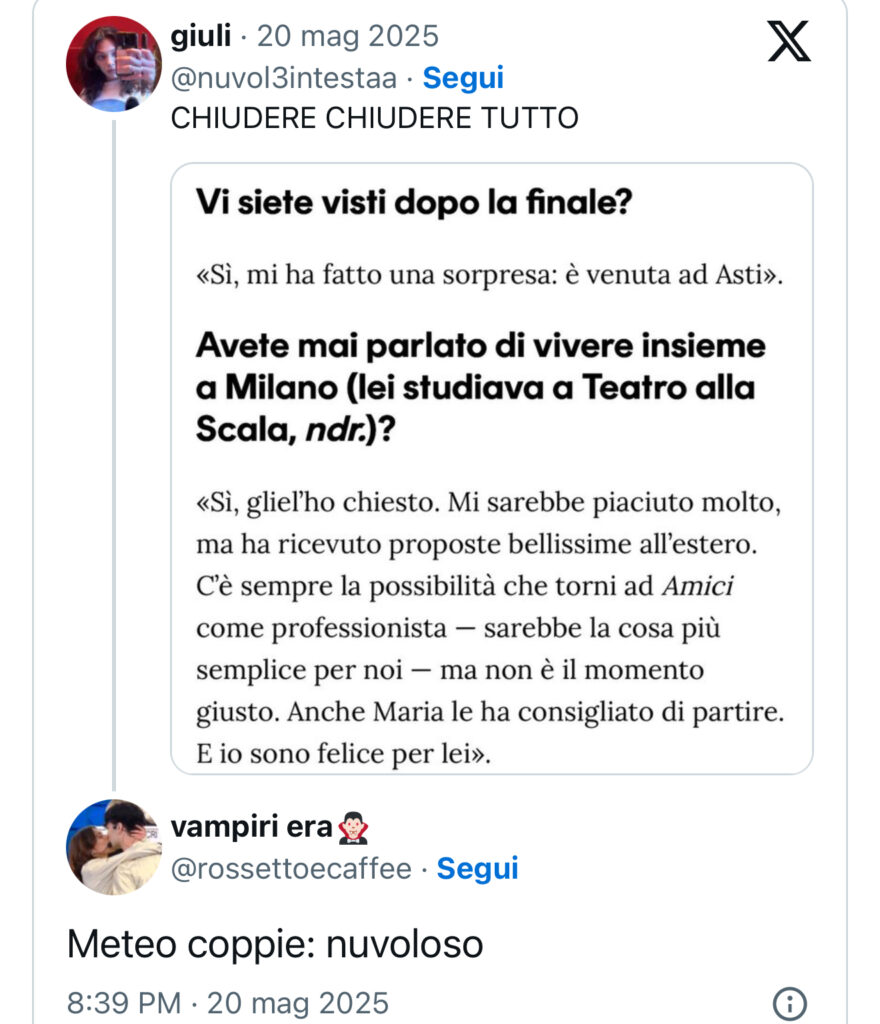 Amici, Trigno e Chiara, estate distanti 2