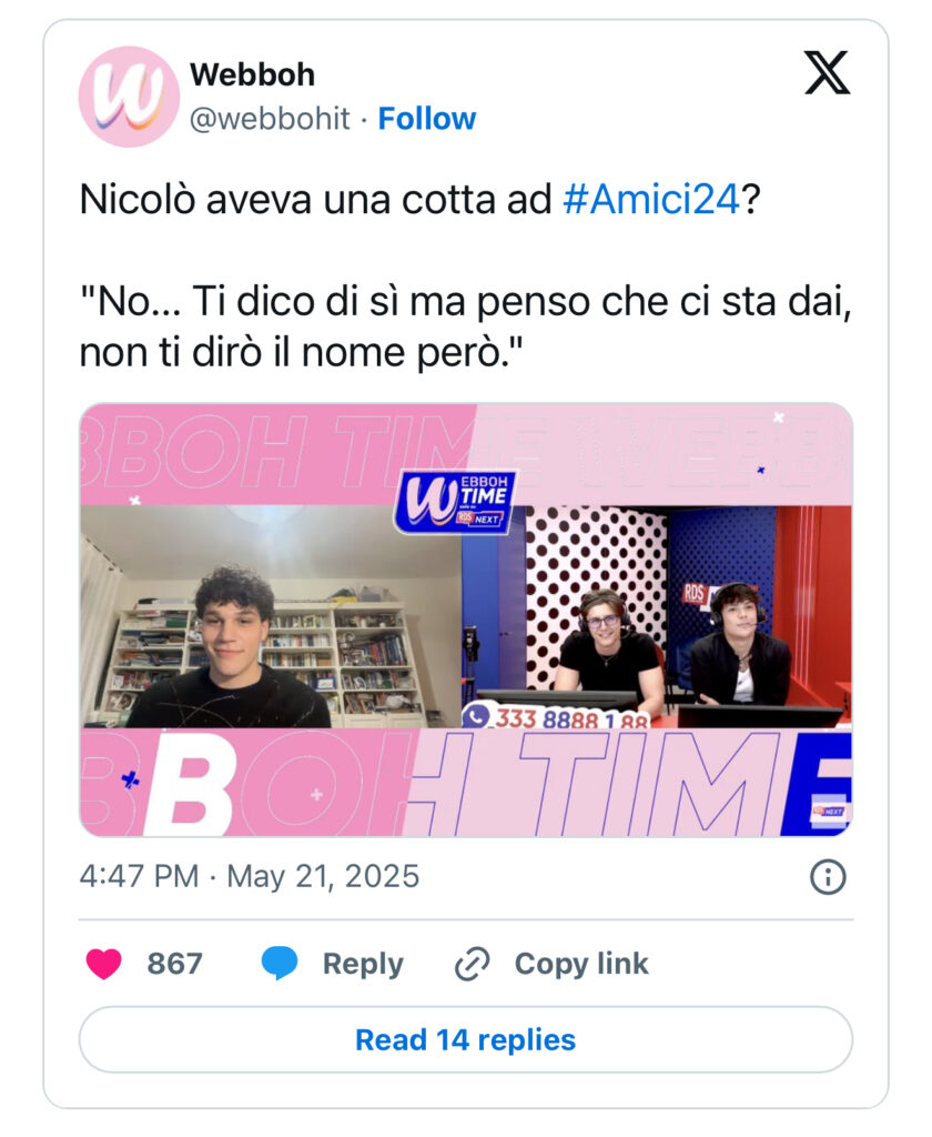 Amici, Nicolò rivela di aver avuto una cotta nella scuola 2