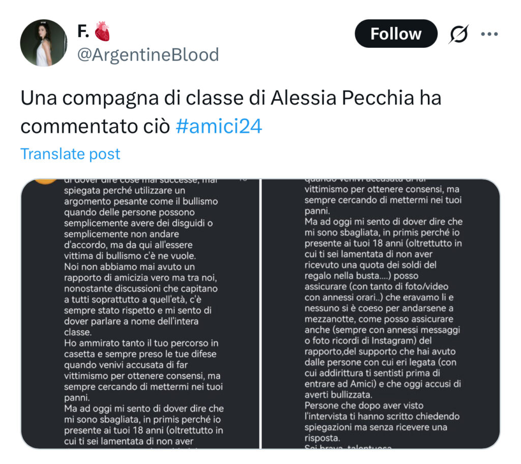 Amici, Alessia racconta di aver subito bullismo ma interviene una sua ex compagna di scuola 2