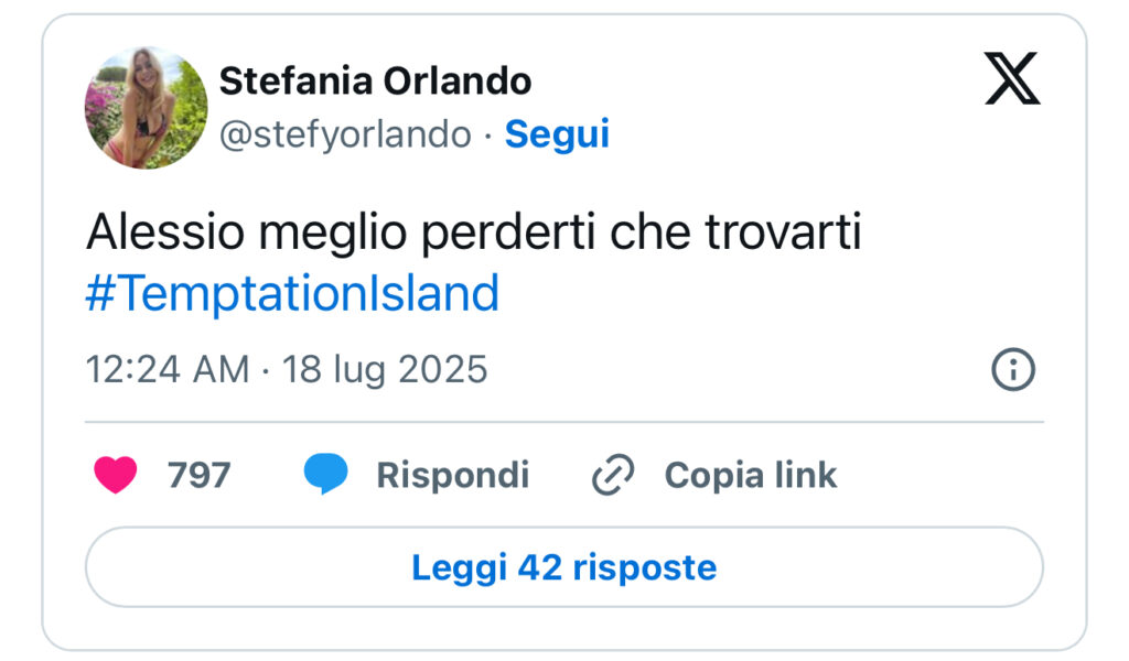 Temptation Island, Stefania Orlando asfalta Alessio 2