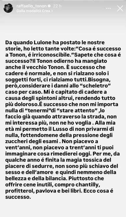 Raffaello Tonon replica alle critiche sul suo aspetto 2