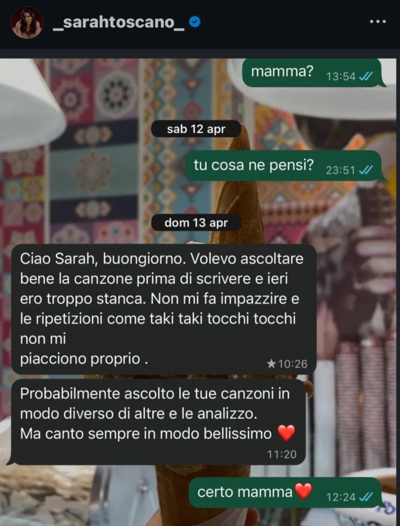 Sarah Toscano e là chat con la madre che diventa vurale 2