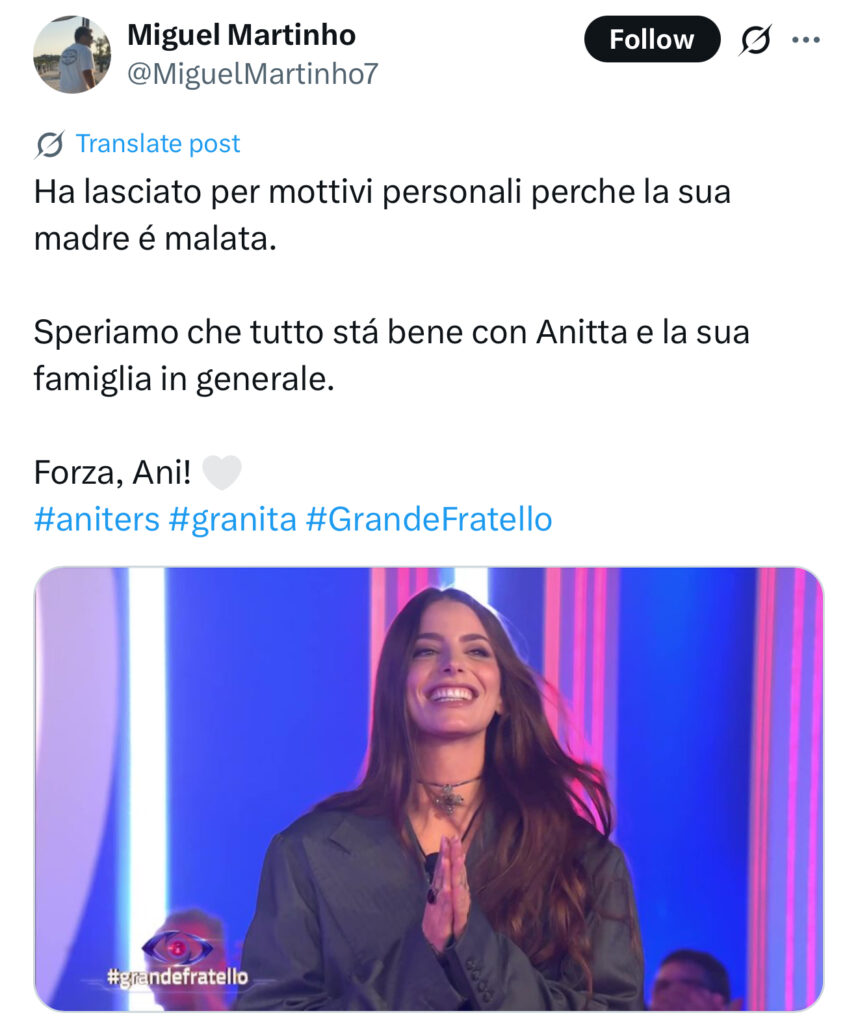 Grande Fratello, la verità sull’abbandono di Anita 2
