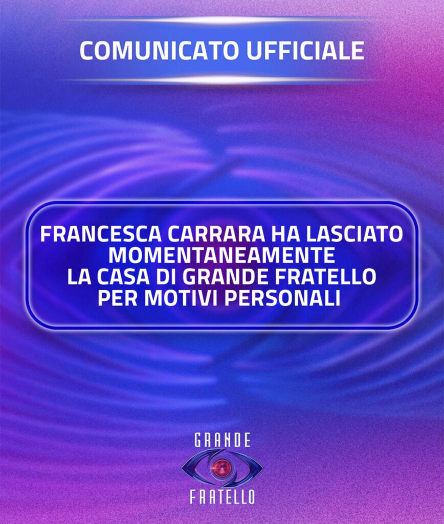 Grande Fratello, nuovo abbandono momentaneo nella casa 2