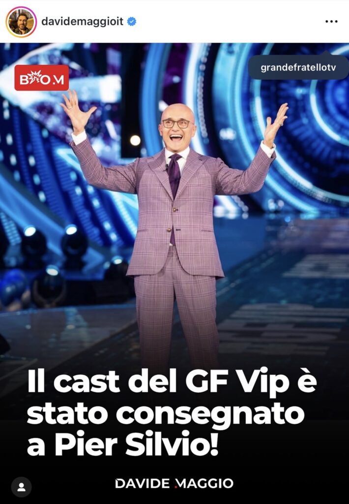 Grande Fratello, Alfonso Signorini ha consegnato il cast a Piersilvio 2