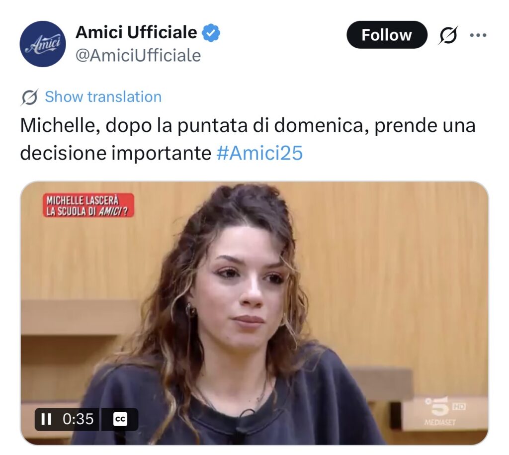 Amici, una allieva abbandona il talent 2