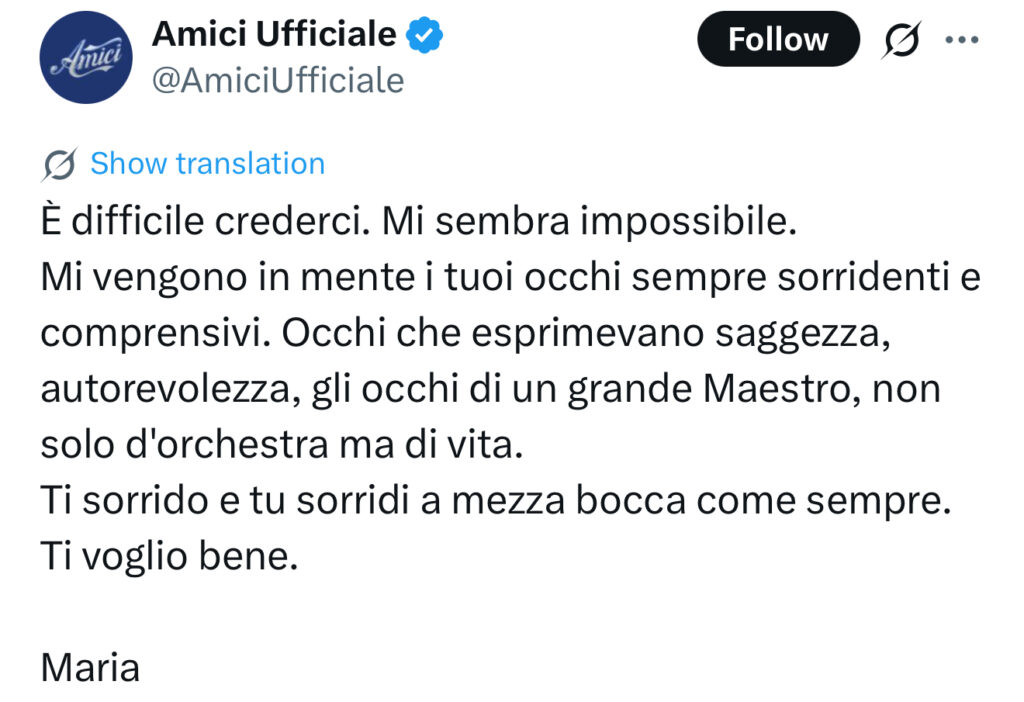 Il ricordo e le parole di Maria De Filippi per Beppe Vessicchio 3