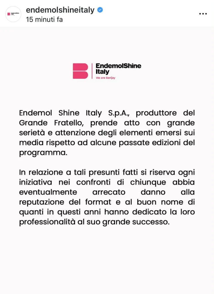 Grande Fratello, la Endemol rompe il silenzio dopo il caso Signorini 2