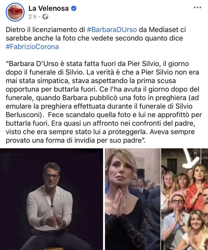 Fabrizio Corona e le parole su Barbara d’Urso 2