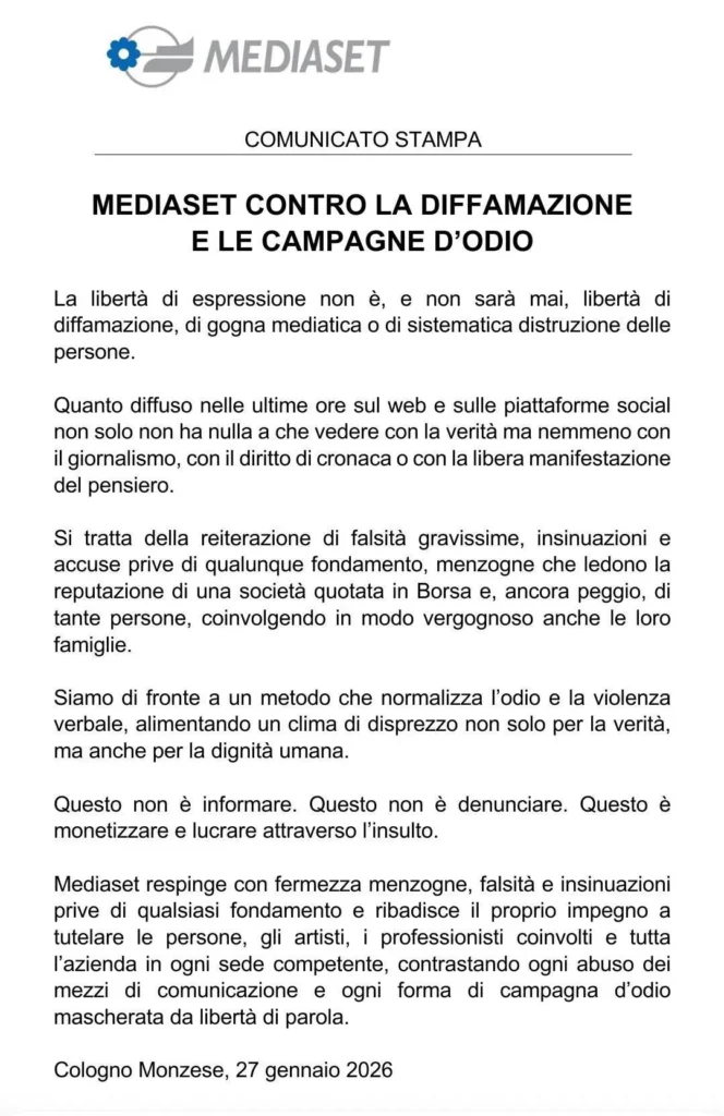 Mediaset replica alle accuse di Fabrizio Corona 2