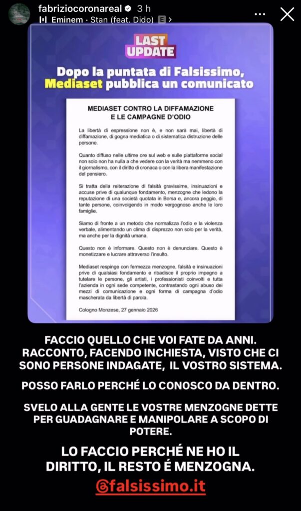 Mediaset replica alle accuse di Fabrizio Corona 3