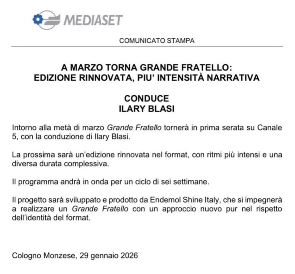 Grande Fratello torna, ecco quando e chi lo conduce 2