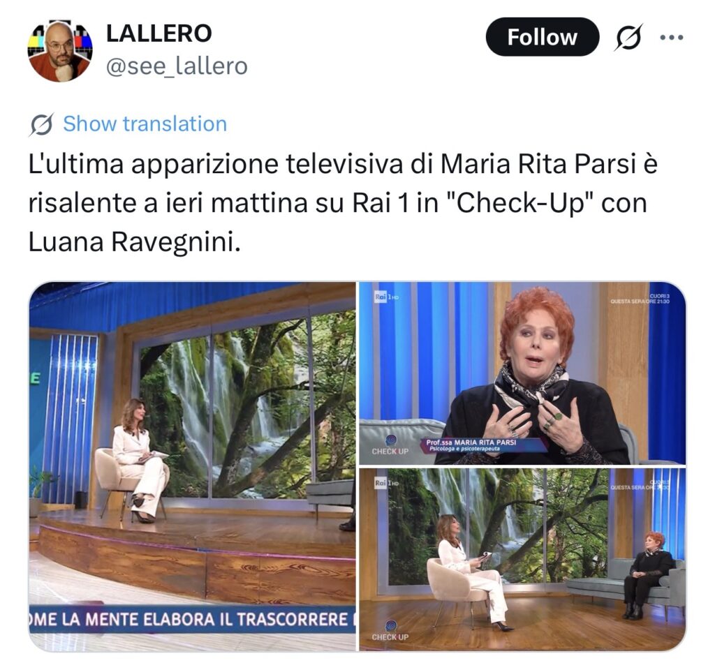 Maria Rita Parsi e’ morta, l’ultima apparizione Tv 2
