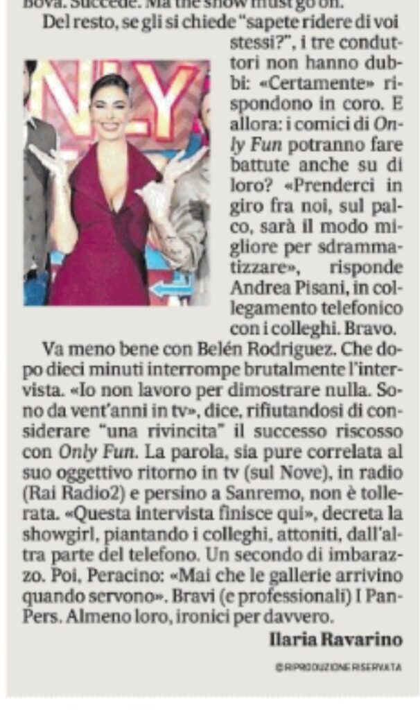 Belen abbandona un intervista 2