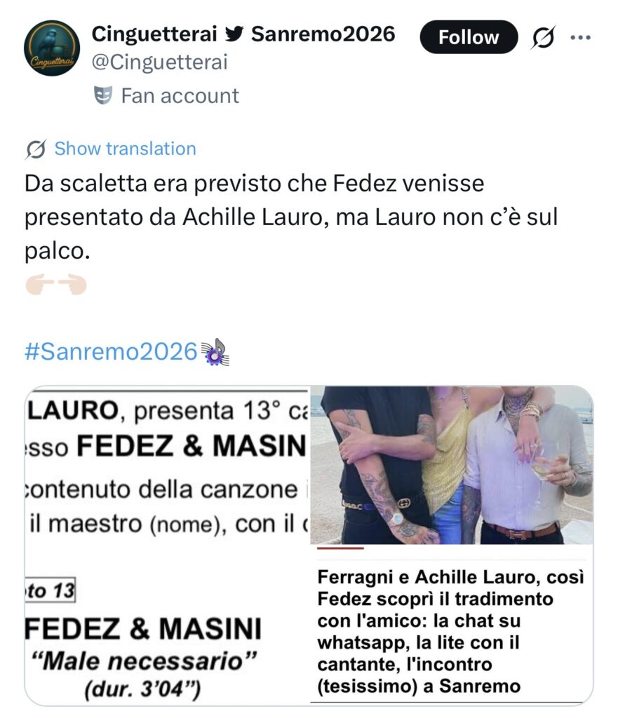 Sanremo, tensione tra Achille Lauro e Fedez? 2