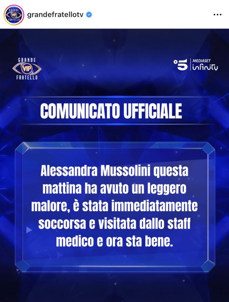 GFVIP, malore per Alessandra Mussolini che cade a terra 2