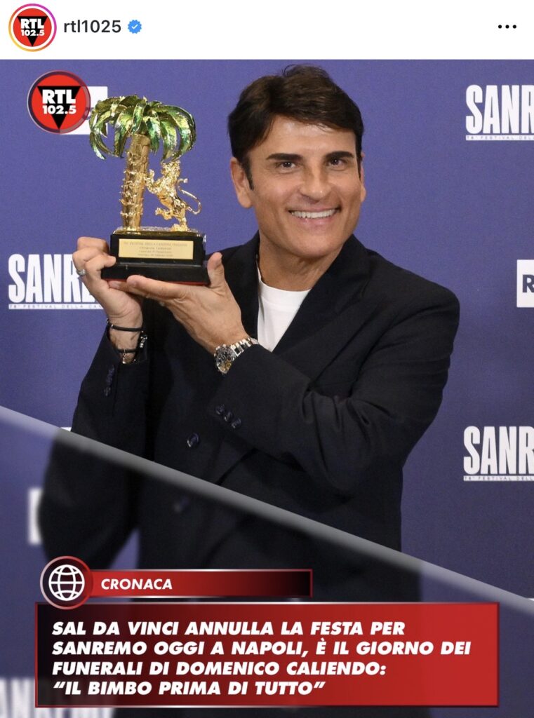 Sanremo 2026, Sal Da Vinci sposta la festa a Napoli 2