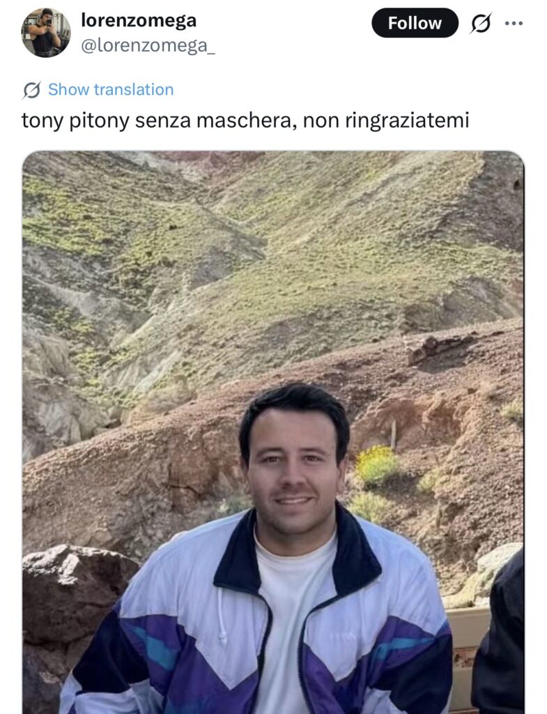 Tony Pitoni senza maschera 2