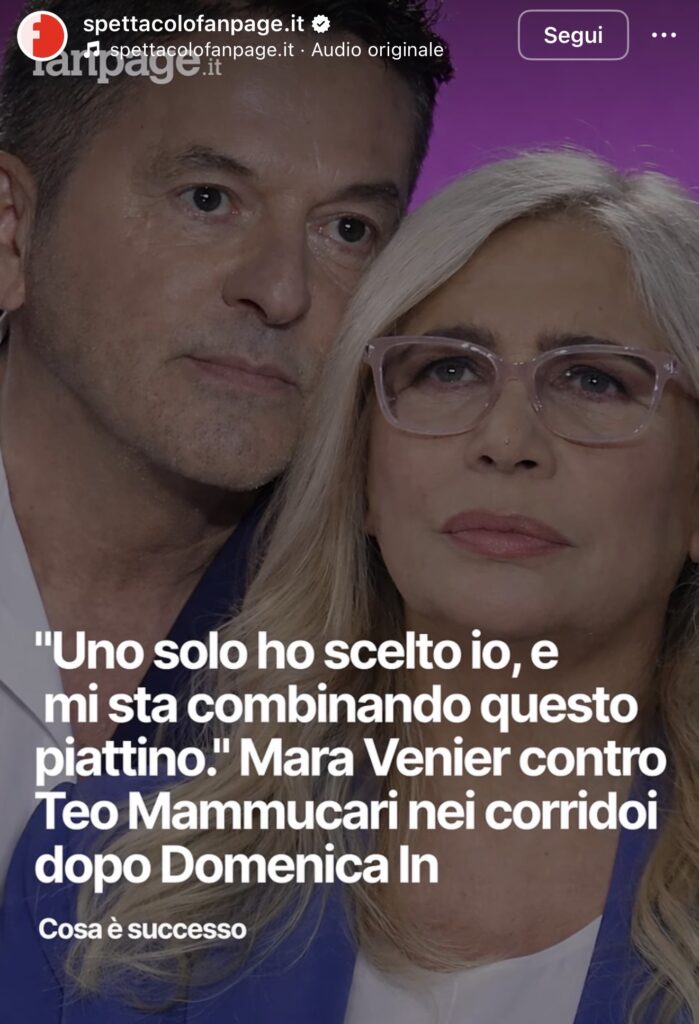 Domenica In, Mara Venier contro Teo Mammuccari 2
