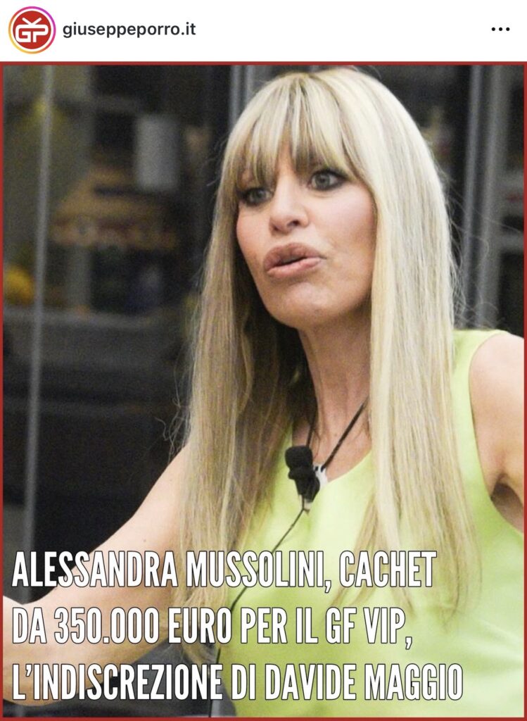 GFVIP, cachet stellare per Alessandra Mussolini 2