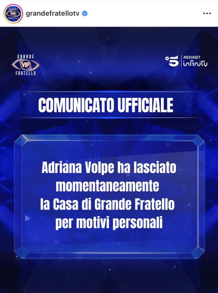 GFVIP, Adriana Volpe lascia la casa 2