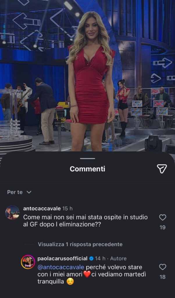 GFVIP, Paola Caruso rivela perché non era in studio 2