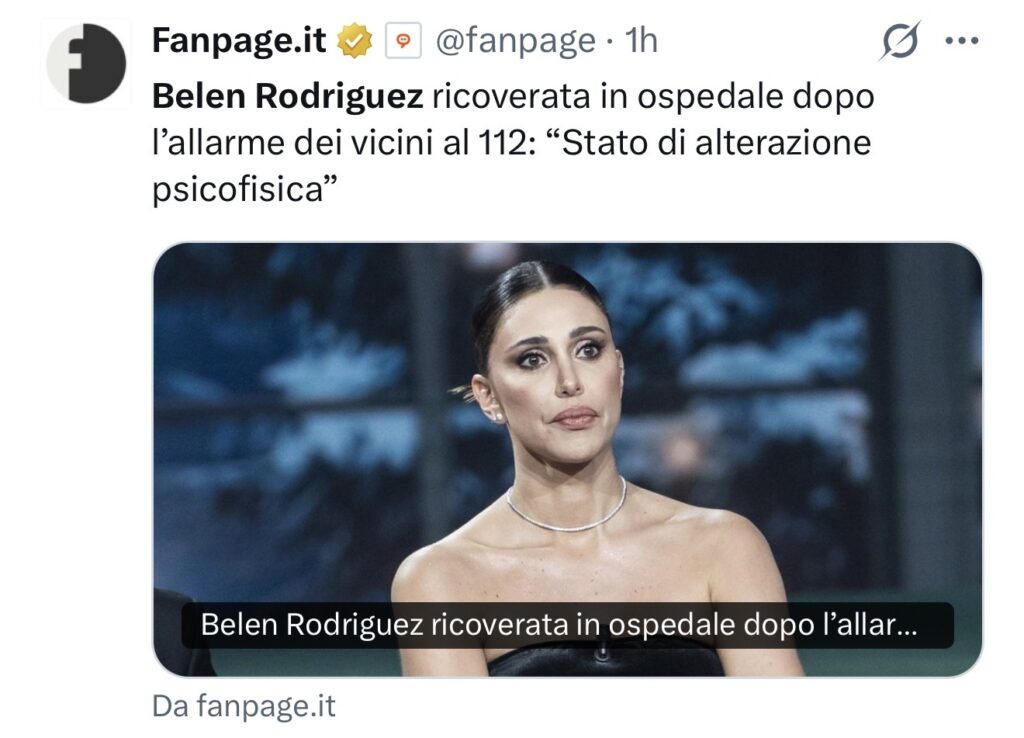 Belen in evidente stato di alterazione psicofisica 2