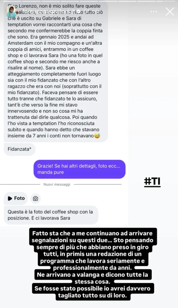 Temptation Island, nuova segnalazione su Sara e Gabriele 2