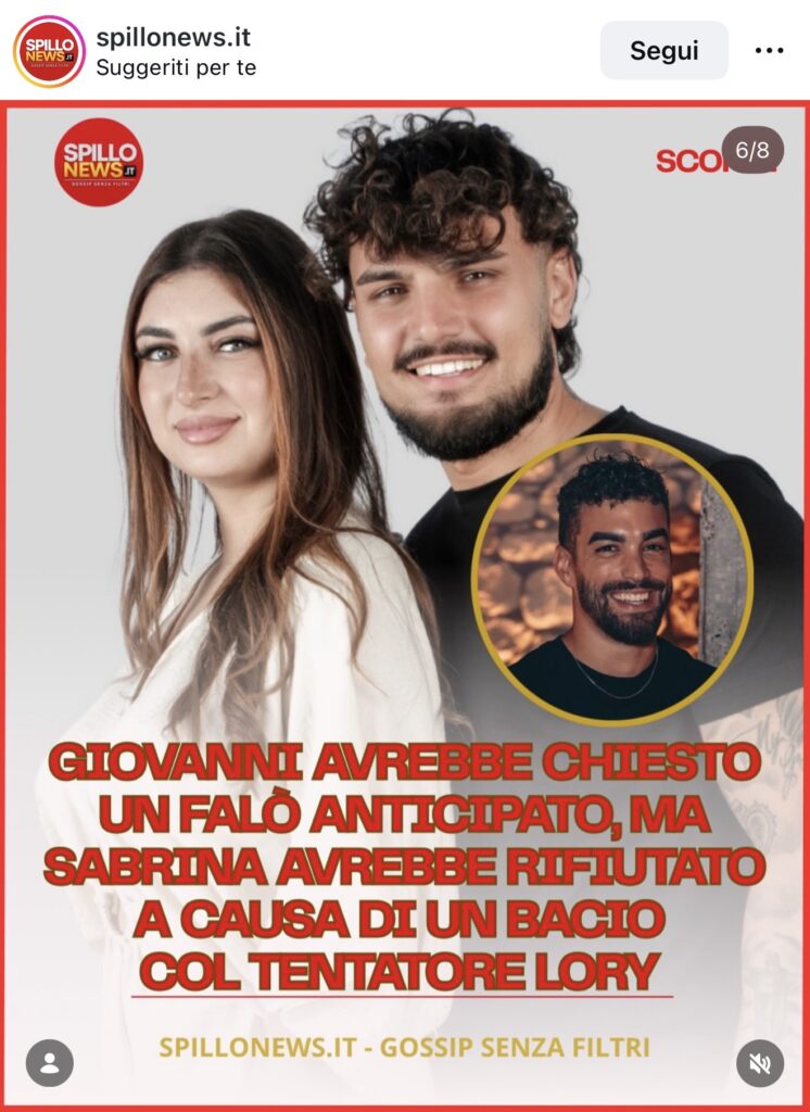 Temptation Island, Sabrina bacia il tentatore 2