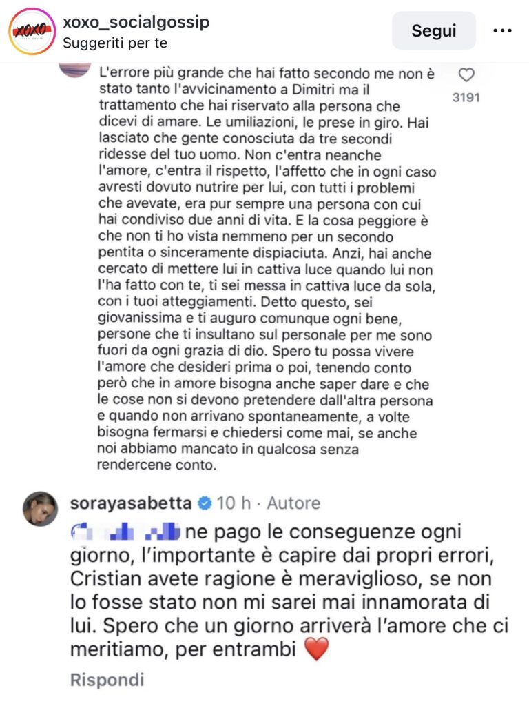 Temptation Island, Soraya parla di Cristian 2