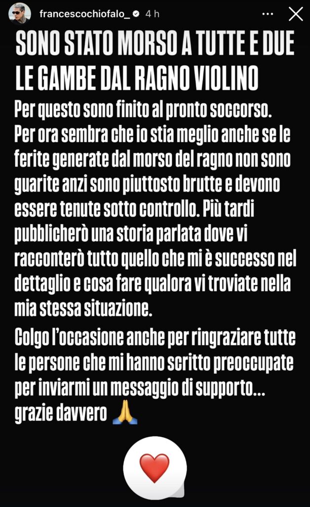 Francesco Chiofalo morso ad entrambe le gambe da un animale 3