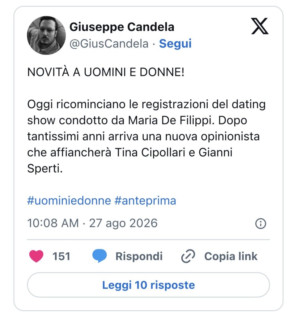 Uomini e donne, un’opinionista lascia 2