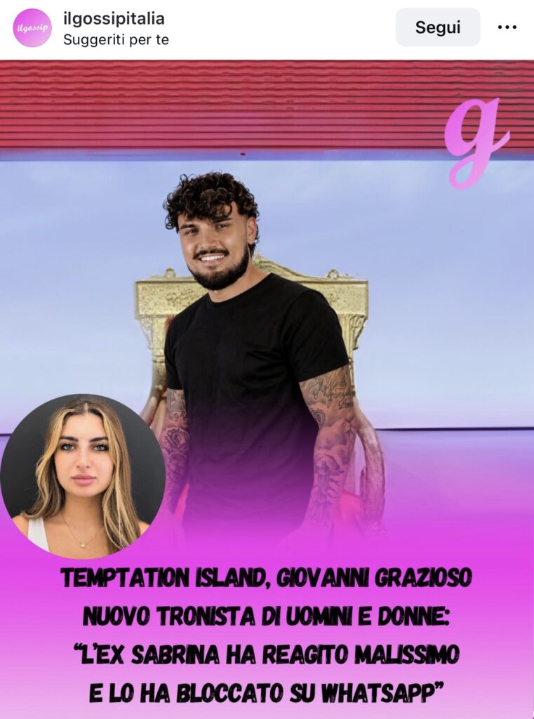 Uomini e donne, Giovanni nuovo tronista, la reazione di Sabrina 2