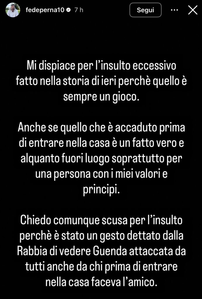GFVIP, le scuse di Federico, compagno di Guendalina, dopo le offese a Jonathan 2